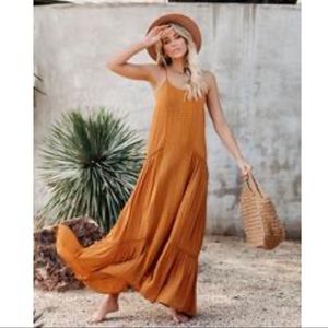 Crochet tiered maxi dress.